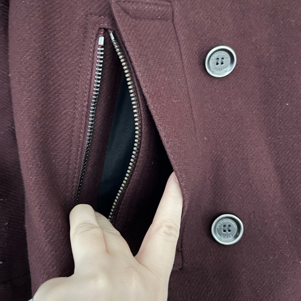 Burberry Brit Burgundy Wool Coat - Picture 6 of 9